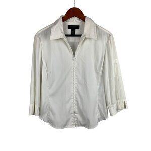 Vintage Express Womens White Stretch Blouse Size 9/10